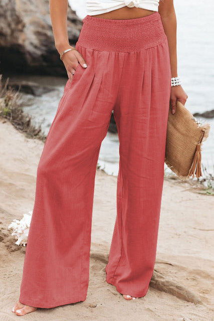 Damen Leinenhose Bequem Sommerweiß