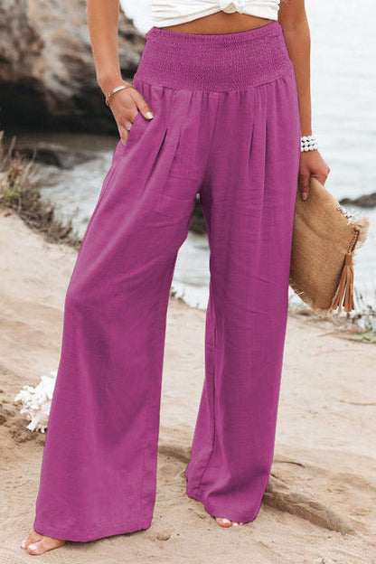 Damen Leinenhose Bequem Sommerweiß