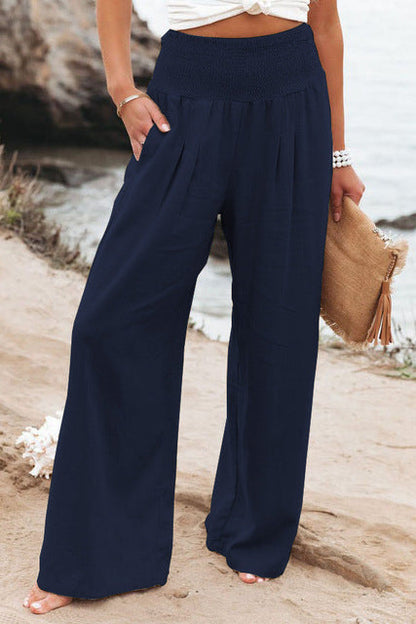 Damen Leinenhose Bequem Sommerweiß