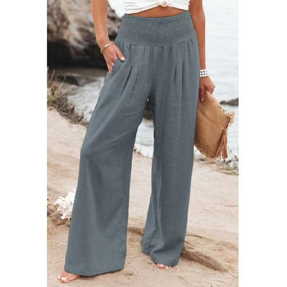 Damen Leinenhose Bequem Sommerweiß