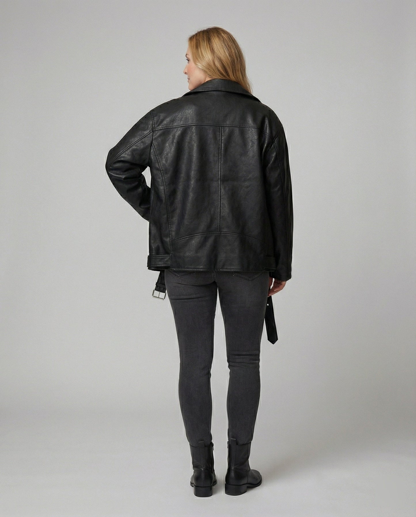 Damen Oversize Kunstlederjacke Großes Modell