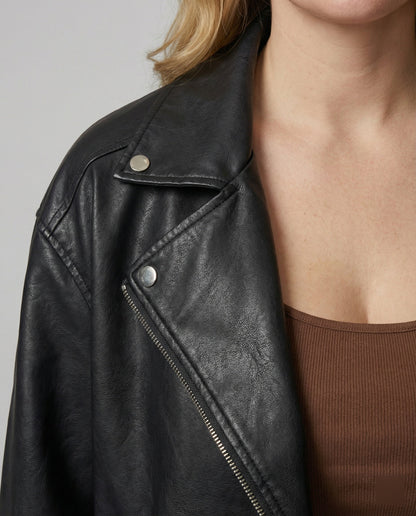 Damen Oversize Kunstlederjacke Großes Modell