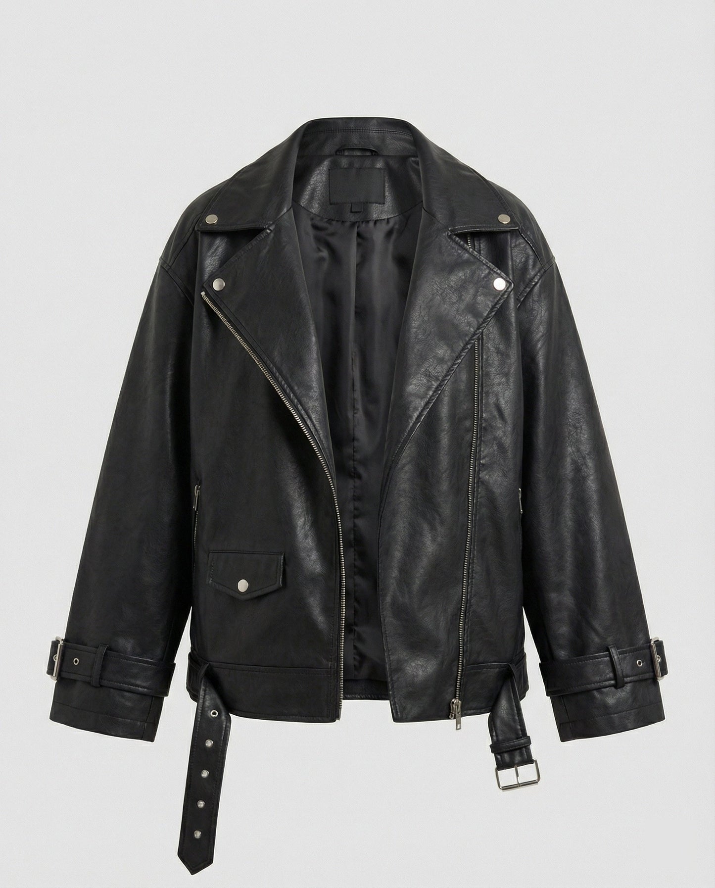 Damen Oversize Kunstlederjacke Großes Modell