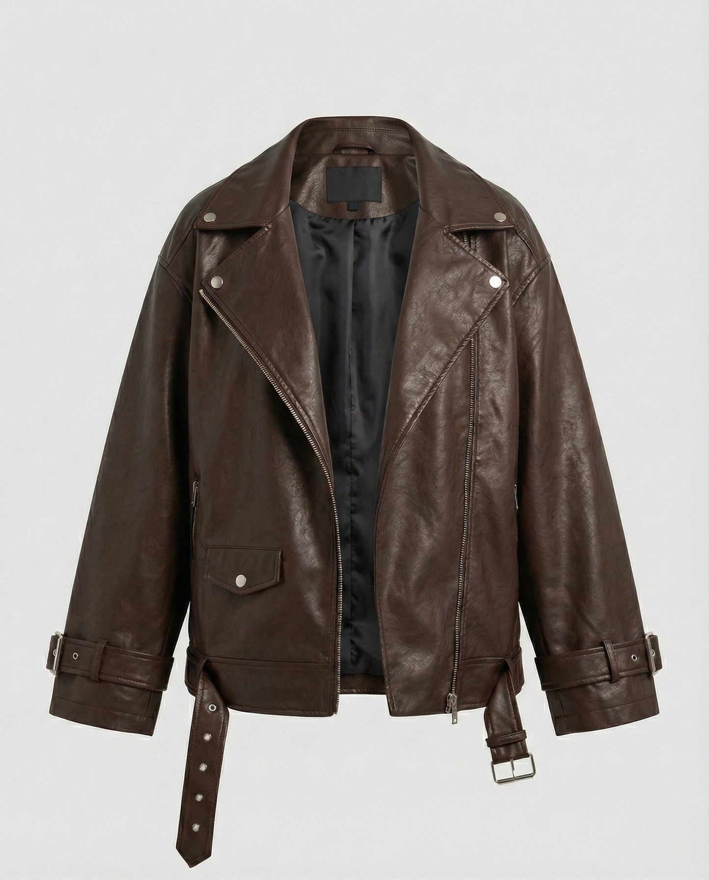 Damen Oversize Kunstlederjacke Großes Modell