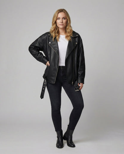 Damen Jacke Braun Asymmetrisch Plus Size