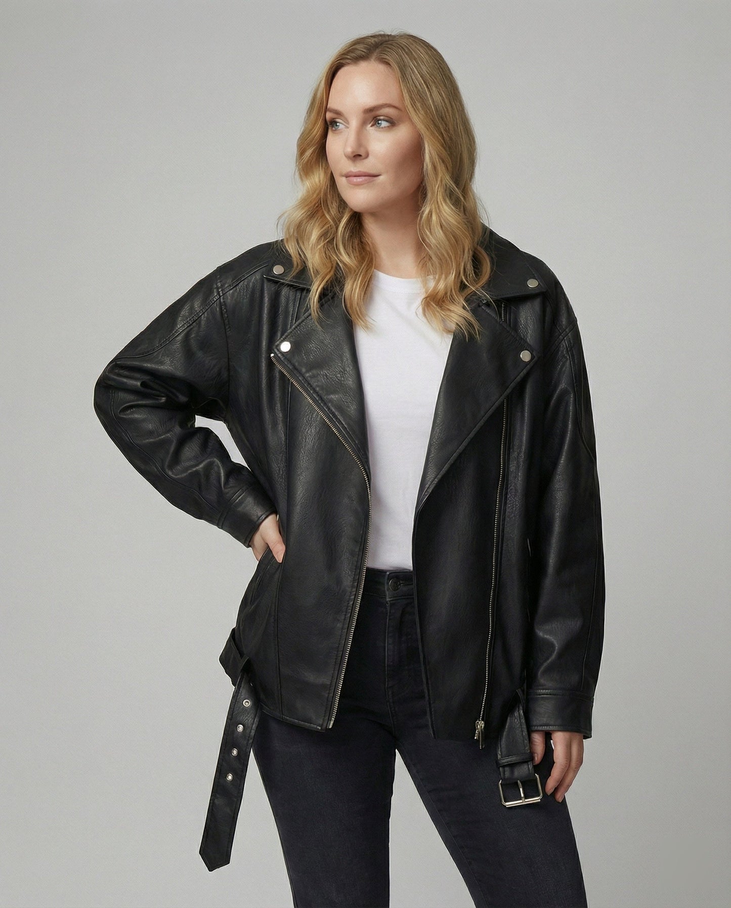 Damen Jacke Braun Asymmetrisch Plus Size - Norvielle