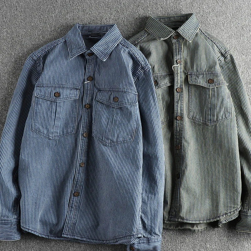 Herren Denim-Hemd Vintage-Blau