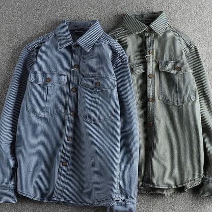 Herren Denim-Hemd Vintage-Blau