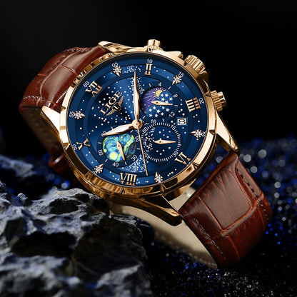 Herren Edelstahl Chronograph Armbanduhr