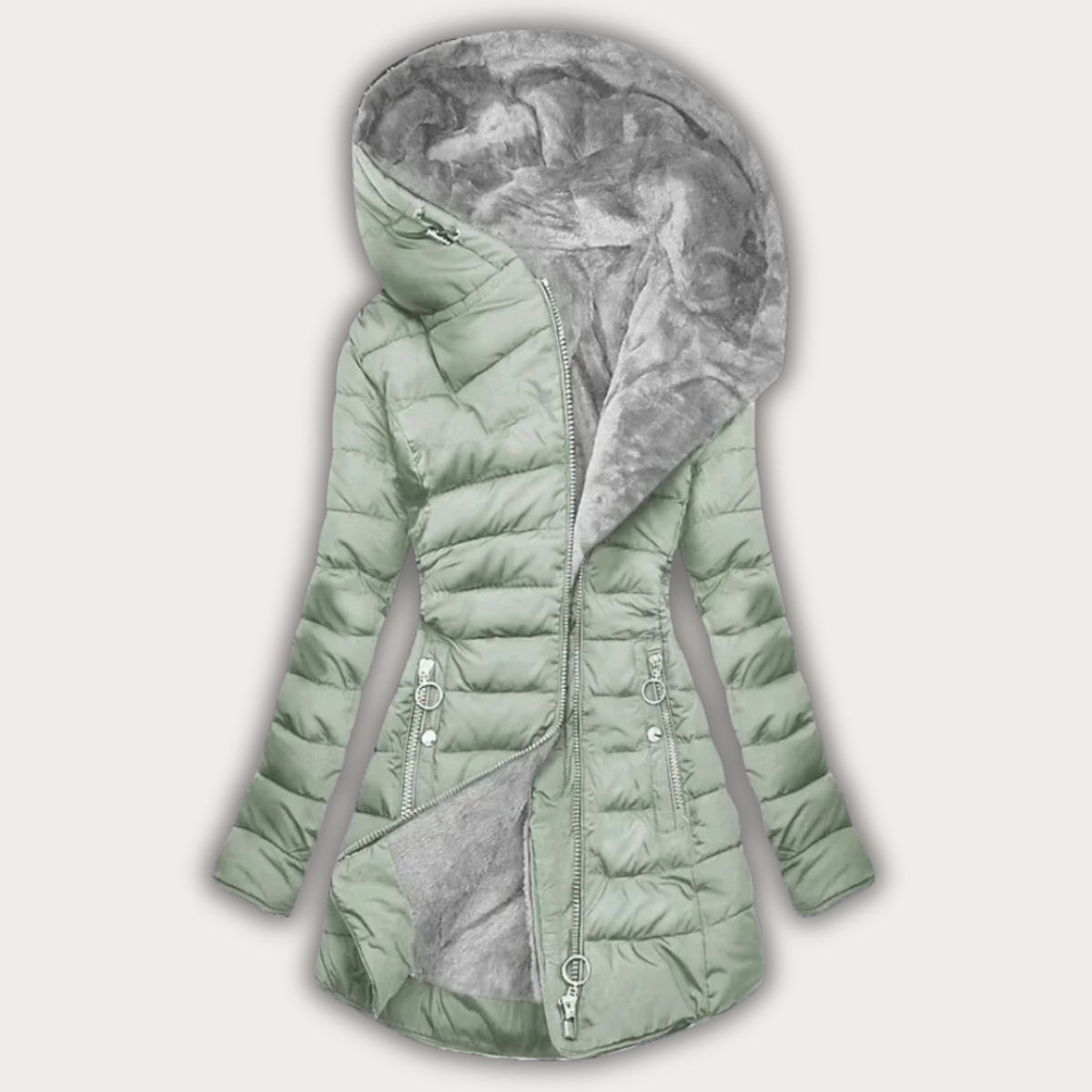 Damen Daunenjacke Warme Fellkapuze Schwarz - Norvielle