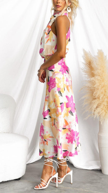 Damen Hochzeitsgastkleid Halterneck Elegantes Kleid