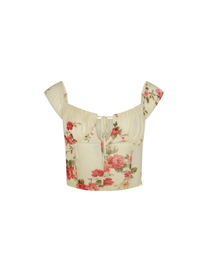 Damen Sommer- mit Ärmeln und Wickelrock Blumenmuster