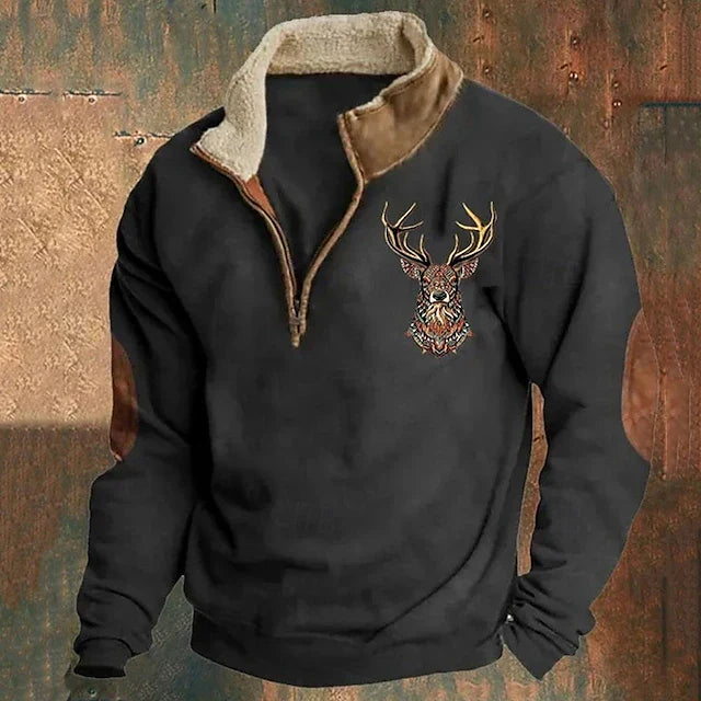 Herren Pullover Warm Viertelreißverschluss Bequem