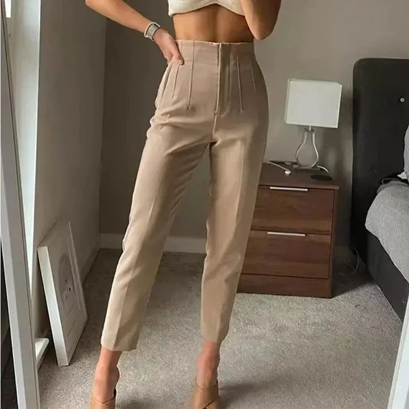 Damen Highwaist Plissee-Hosen - Norvielle