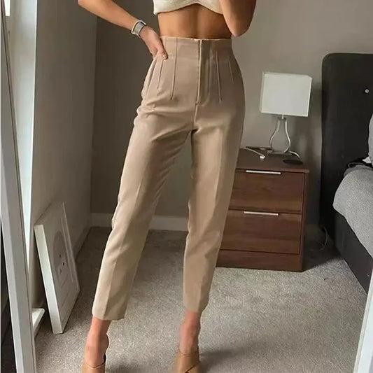 Damen Highwaist Plissee-Hosen - Norvielle