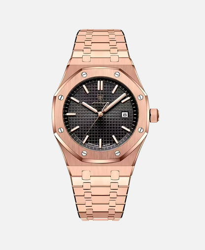 Herren Armbanduhr Edelstahl 41mm Elegant es Lederband