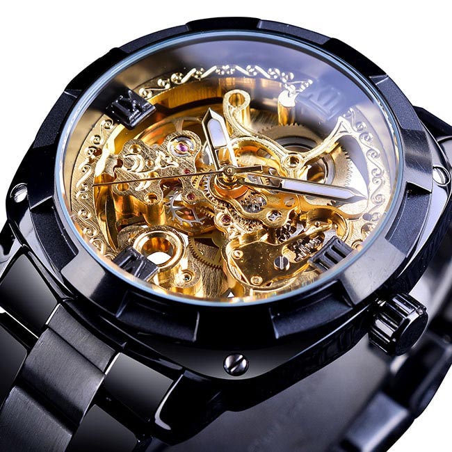Herrenuhr Edelstahl Transparentes Zifferblatt