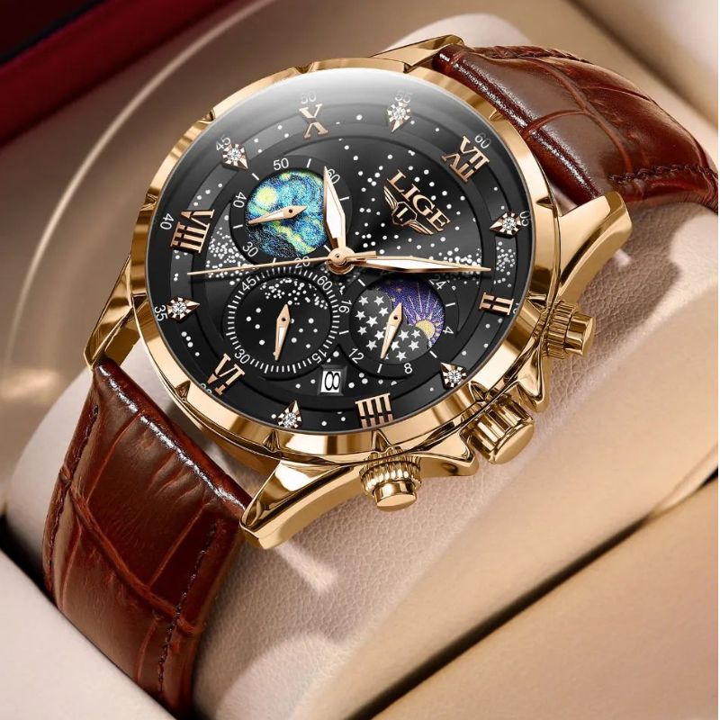 Herrenuhr Edelstahl Mondphasen Elegant