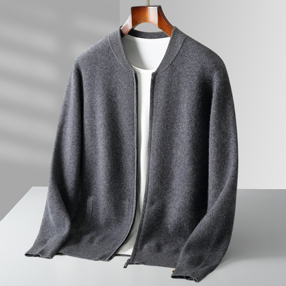 Herren Strickjacke Wollwarm mit Reißverschluss