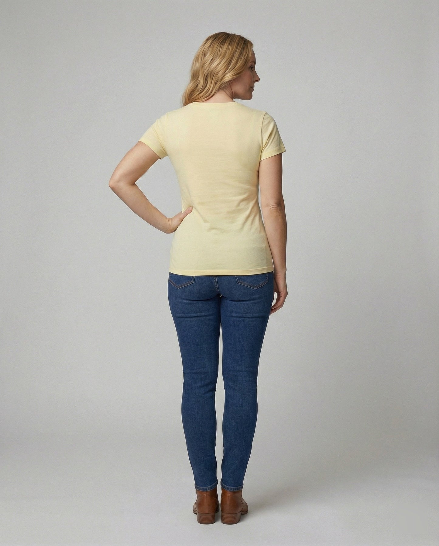 Damen T-Shirt V-Ausschnitt Atmungsaktive Baumwolle Slim Fit