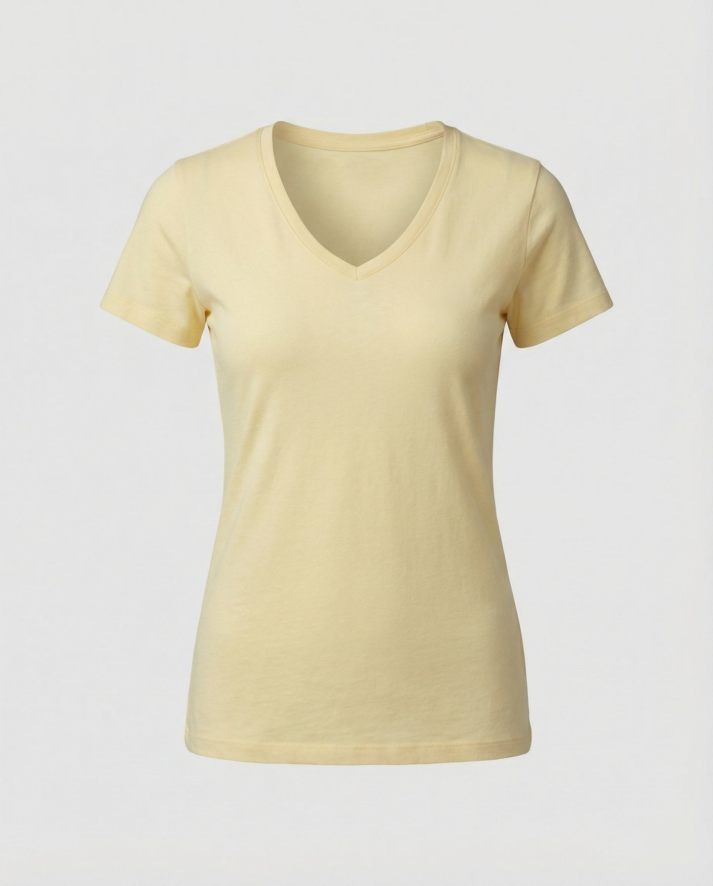 Damen T-Shirt V-Ausschnitt Atmungsaktive Baumwolle Slim Fit