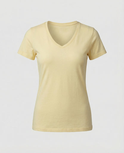 Damen T-Shirt V-Ausschnitt Atmungsaktive Baumwolle Slim Fit