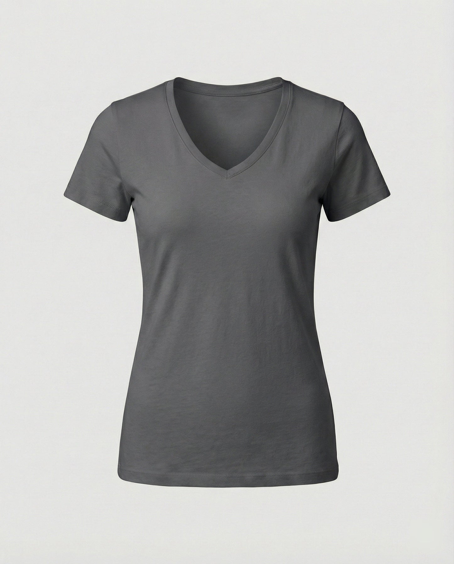 Damen T-Shirt V-Ausschnitt Atmungsaktive Baumwolle Slim Fit