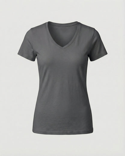 Damen T-Shirt V-Ausschnitt Atmungsaktive Baumwolle Slim Fit