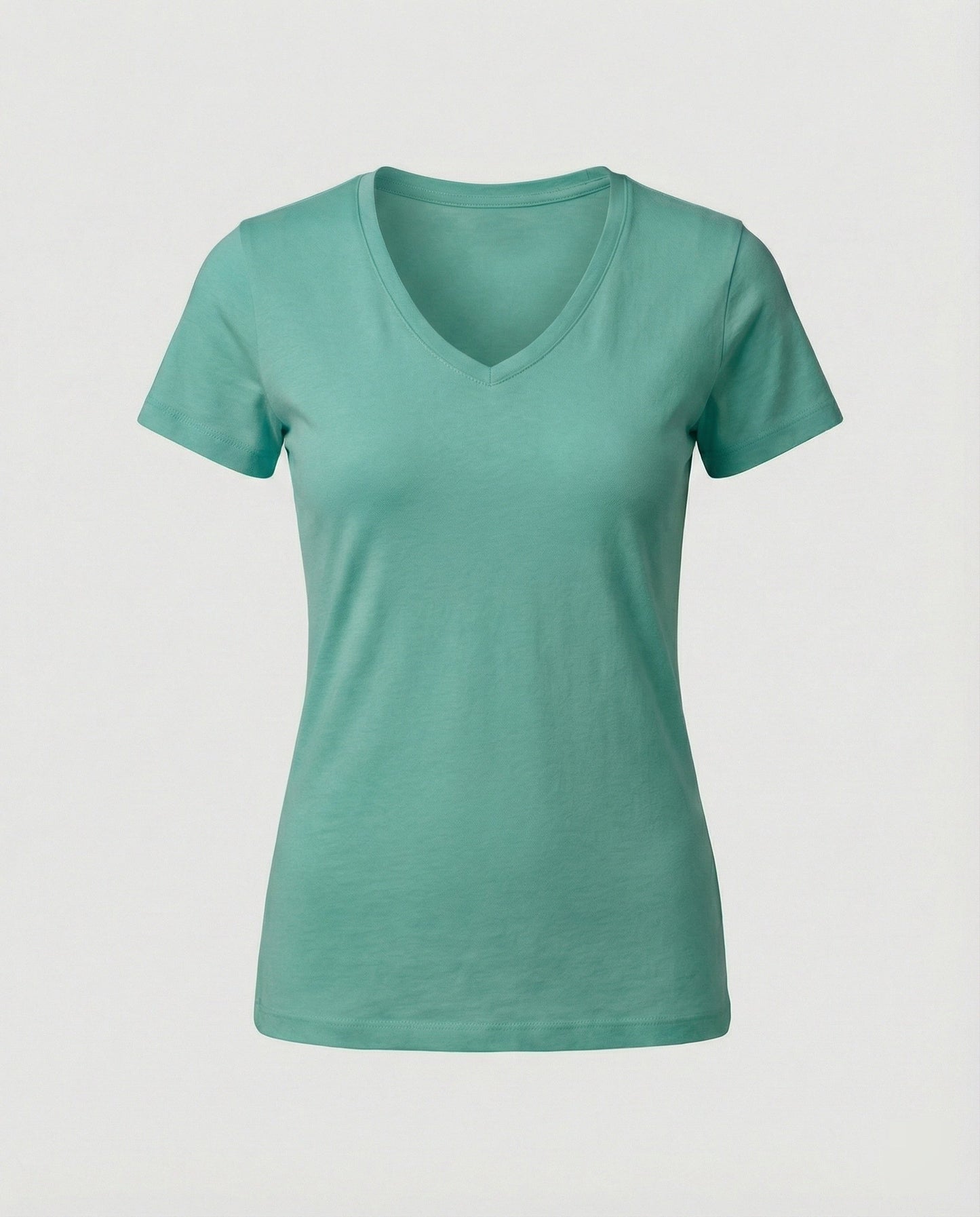 Damen T-Shirt V-Ausschnitt Atmungsaktive Baumwolle Slim Fit