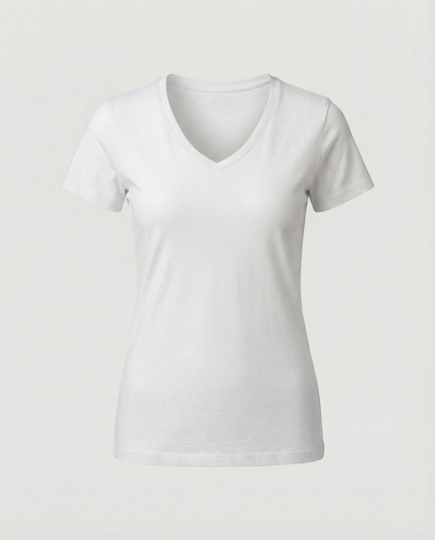 Damen T-Shirt V-Ausschnitt Atmungsaktive Baumwolle Slim Fit