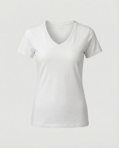 Damen T-Shirt V-Ausschnitt Atmungsaktive Baumwolle Slim Fit