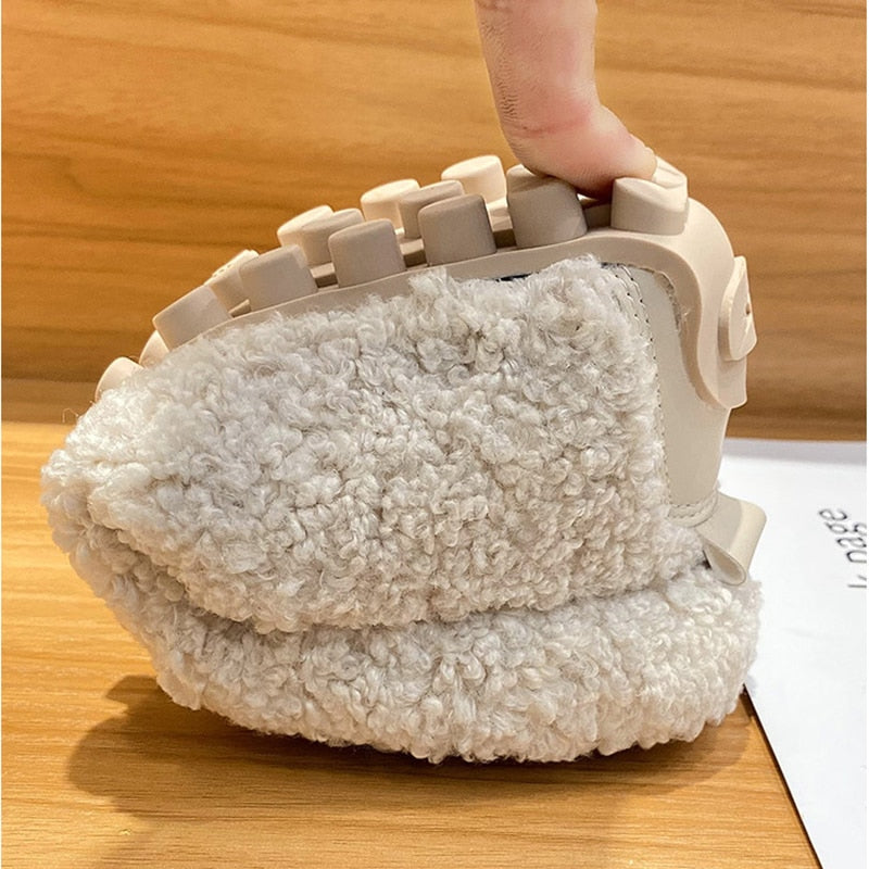 Damen Teddy Pelzslipper Warme Loafers