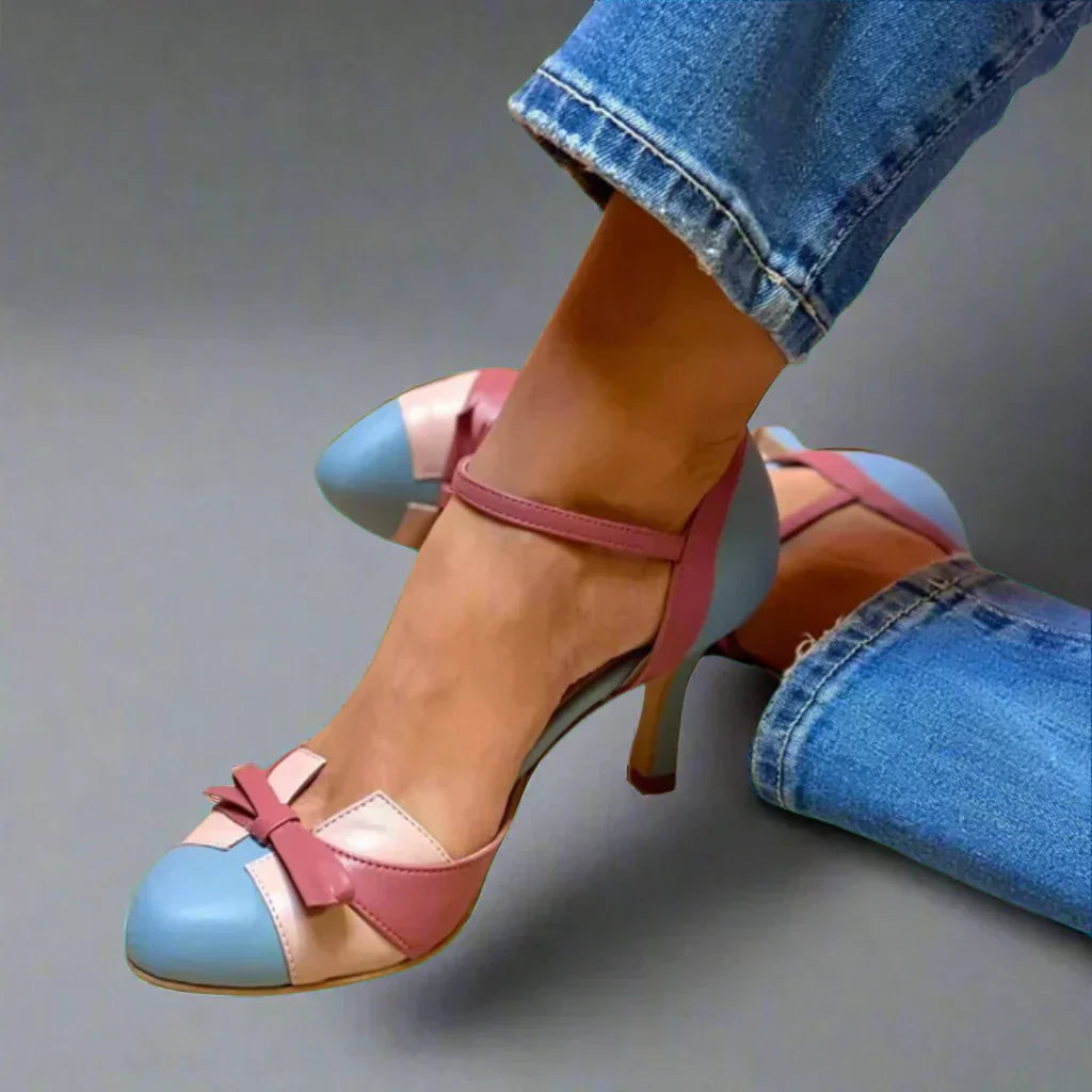 Damen Pumps Klassisch Mittlerer Absatz Schleifenriemen - Norvielle