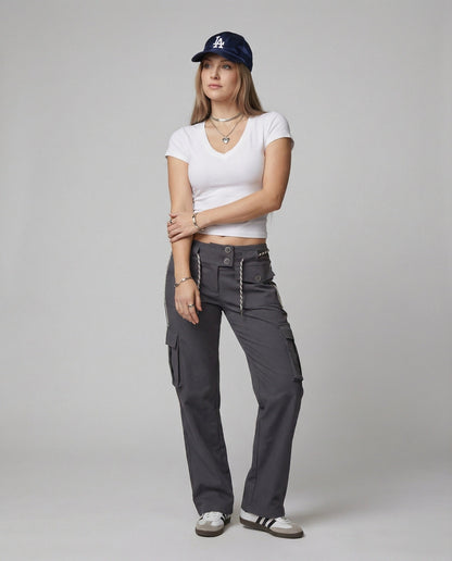Damen Slimfit T-Shirt Kurzarm aus Baumwolle für Sommer