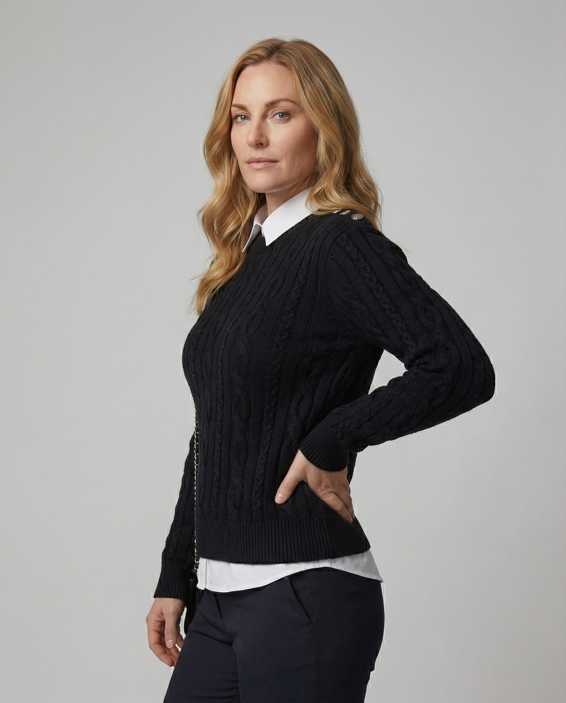 Damen Strickpullover Oversized Schwarz - Norvielle