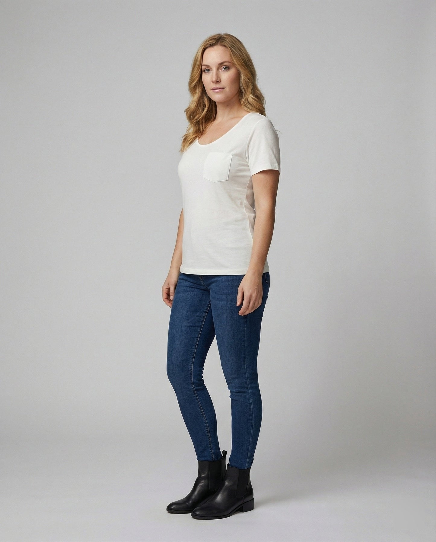 Damen T-Shirt aus Baumwolle Lässig U-Ausschnitt