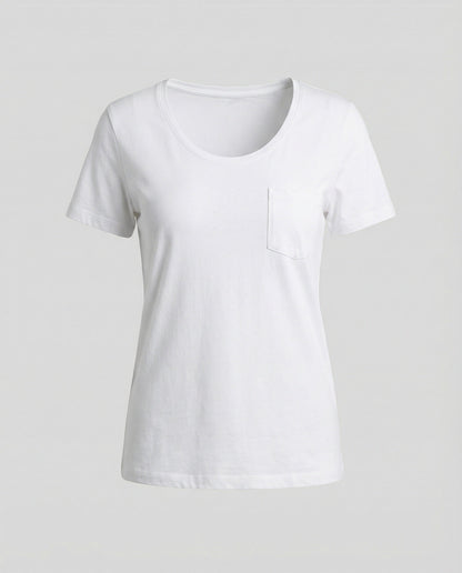 Damen T-Shirt aus Baumwolle Lässig U-Ausschnitt