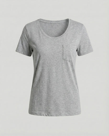 Damen T-Shirt aus Baumwolle Lässig U-Ausschnitt