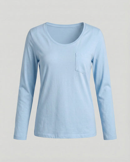 Damen T-Shirt aus Baumwolle Lässig U-Ausschnitt