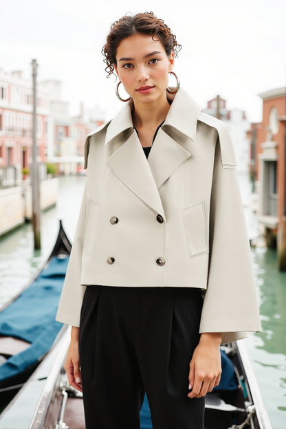 Damen Trenchcoat Elegant Zeitlos Schwarz - Norvielle