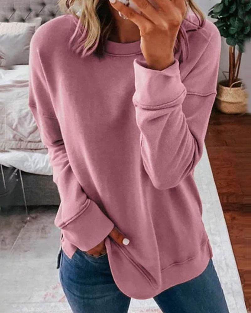 Damen Sweatshirt Weich Bequem Grau
