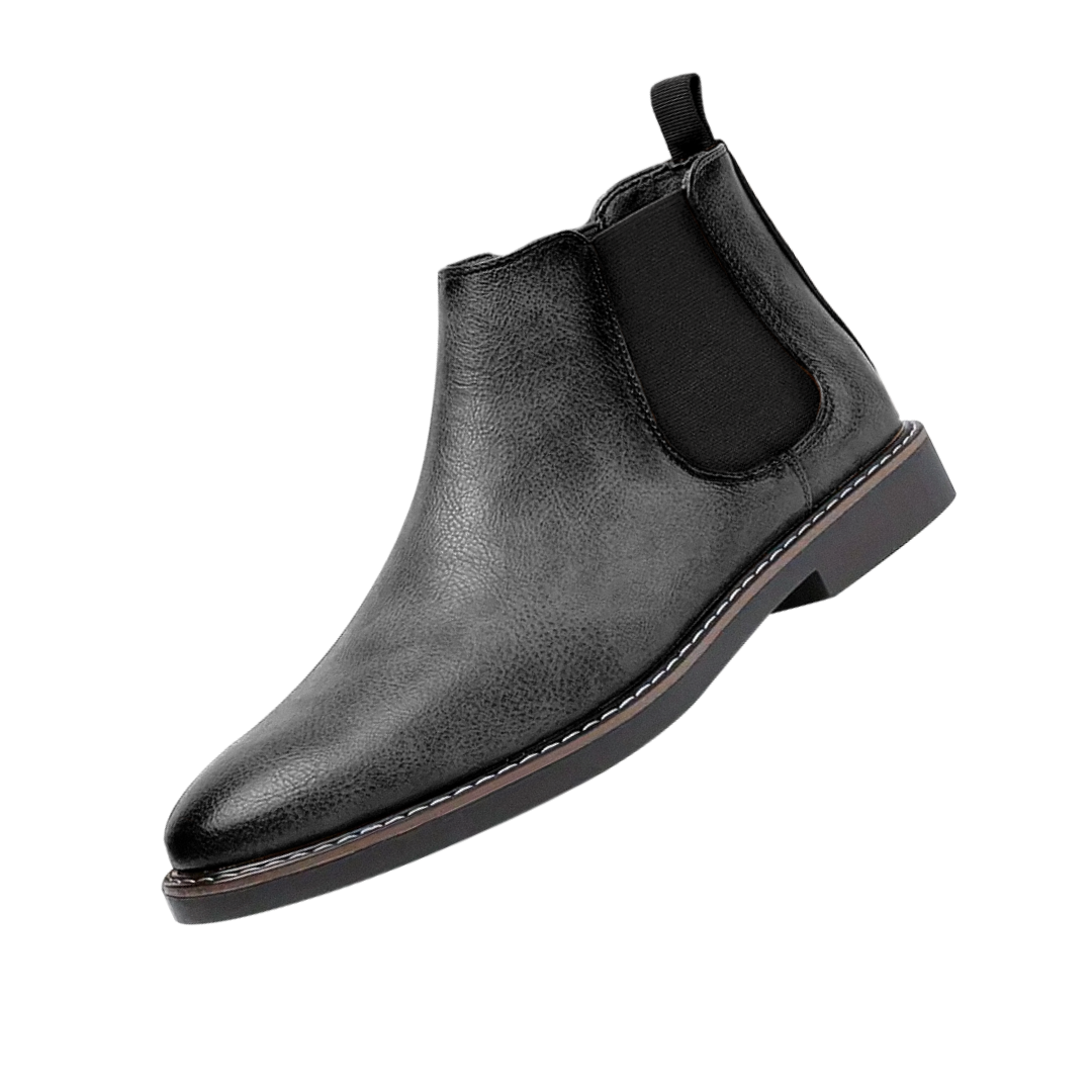 Herren Chelsea Boots Leder Komfortabel Schwarz - Norvielle