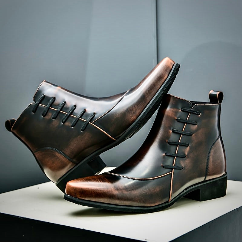 Herren Lederstiefel Schwarz Elegantes Leder - Norvielle