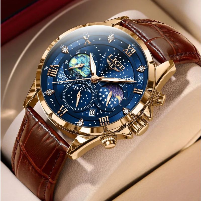 Herrenuhr Edelstahl Mondphasen Elegant