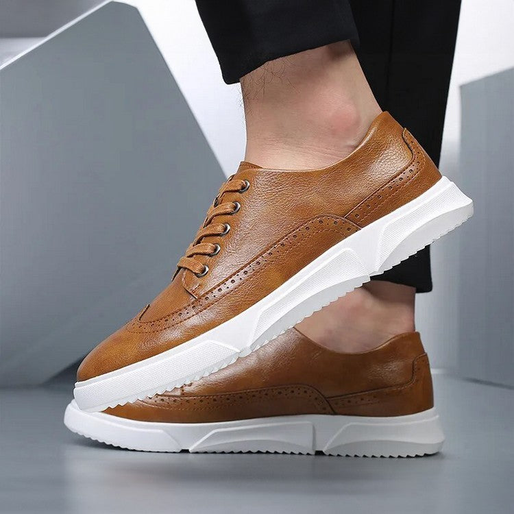 Herren Leder Sneaker Elegant Braun Geschäftslook