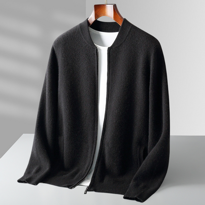 Herren Strickjacke Wollwarm mit Reißverschluss