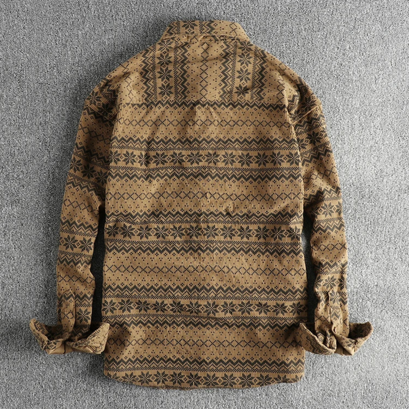 Herren Cordhemd Blau Retro Freizeit
