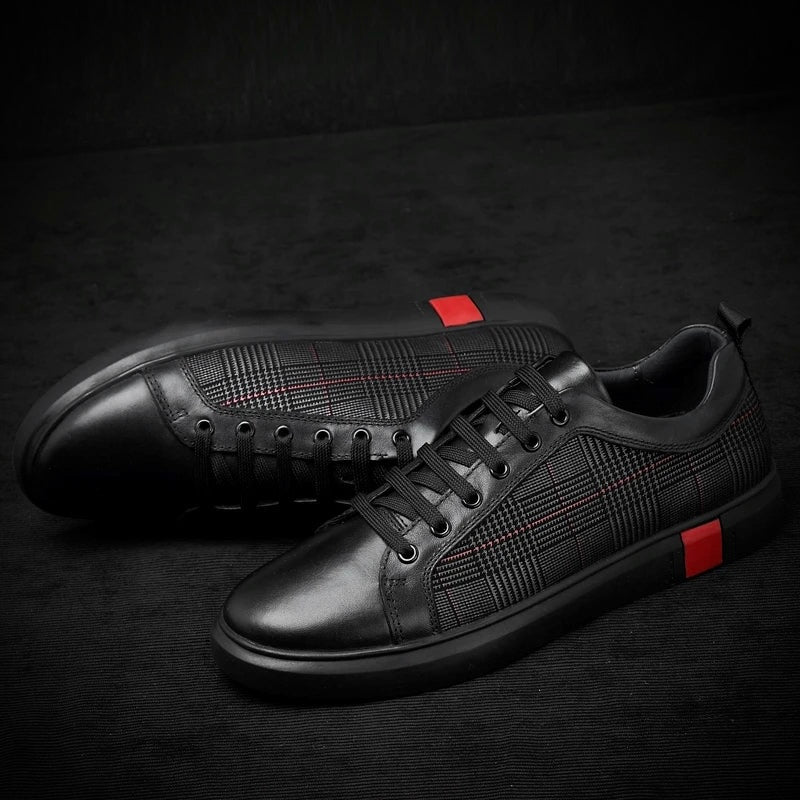 Herren Leder Sneaker Schwarz Qualität - Norvielle