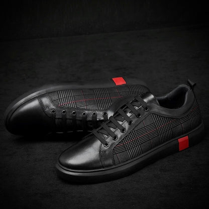 Herren Leder Sneaker Schwarz Qualität - Norvielle
