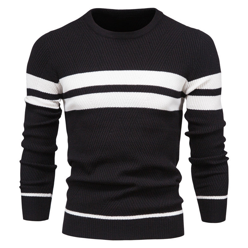 Herren Pullover Rundhals Streifen Klassisch